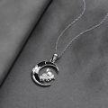 wholesale 925 Sterling Silver Moon Sleeping Mouse Necklace Pendant Charm Gift for Women Girls-0-4