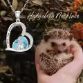 wholesale 925 Sterling Silver Penguin Mother & Child Turquoise Heart Pendant Necklace Wholesale - Cute  for Women-0-1
