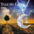 wholesale 925 Sterling Silver White Fire Opal Crescent Moon & Star Celtic Tree of Life Pendant Necklace for Women Sisters -0-4