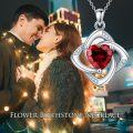 wholesale 925 Sterling Silver Red Garnet Heart Pendant Necklace for Women-0-4