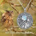 wholesale 925 Sterling Silver Tree of Life Pendant with Blue Moonstone and Owl Design Necklace-0-4