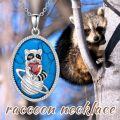 wholesale 925 Sterling Silver Raccoon Pendant with Turquoise Stone and Red Heart Charm Necklace for Women Girls' Gifts Mothers Day Birthdays Christmas-0-3