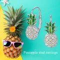 wholesale 925 Sterling Silver Pineapple Shape Green Enamel Dangle Drop Earrings Gift for Women Teenage Girl-0-5