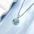 wholesale 925 Sterling Silver Blue Green Stone Whale Pendant Necklace for Women and Men-0-3