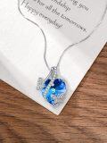 wholesale 925 Sterling Silver Blue Crystal Butterfly Pendant Necklace  for Women-0-3