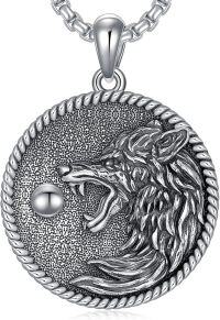 wholesale 925 Sterling Silver Wolf Head Pendant Necklace for Men & Women-Wolf 01
