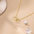 wholesale 925 Sterling Silver Plated Gold 18k  Double Circle Interlocking Infinity Pendant Necklace for Women-0-4