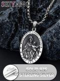 wholesale 925 Sterling Silver Virgin Mount Carmel Medal &  - 28.2mm x 22mm Religious Necklace for Women Men-0-3