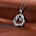 TOUPOP Sterling Silver Zircon Forever Love Heart Pendant Necklace, 60th Birthday Gift-0-4