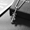 wholesale 925 Sterling Silver Snake Sword Cross Pendant Necklace  for Men & Women Gothic Religious Jewelry Baptism Gift-0-1