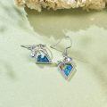 wholesale 925 Sterling Silver Ocean Wave Palm Tree Dangle Earrings with Blue Enamel and Moonstone Accents-0-1