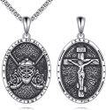 wholesale 925 Sterling Silver Jesus Crucifix Cross Pendant for Men's Necklaces with Bible Verse Philippians 4:13 and Sports Theme Design-0-0