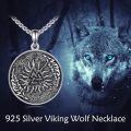 wholesale 925 Sterling Silver Round Sunflower Pendant Necklaces for Men Gothic Punk Gifts for Boys and Husbands-0-4