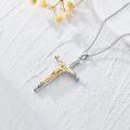 wholesale 925 Sterling Silver Gold Plated Jesus Christ Crucifix Pendant Necklaces for Men/Women Christian Gifts Religious Jewelry with Chain 24 + Extender-0-4