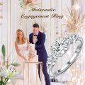 TOUPOP Sterling Silver Moissanite 3-Stone Round Cut Engagement Ring Size 4.5-14.5-0-1