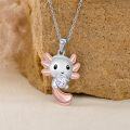 wholesale Sterling Silver 12 Month Birthstones Animals Necklace for Women Daughter (Axolotl Cow Pig Cat) Birthday Christmas Graduation Gift-0-3