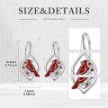 wholesale 925 Sterling Silver Red Enamel Cardinal Leverback Earrings for Women-0-4