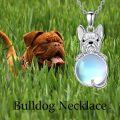 wholesale 925 Sterling Silver French Bulldog with Blue Moonstone Pendant Necklace for Women Memory Keepsake Gifts-0-4