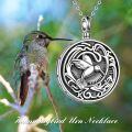 wholesale 925 Sterling Silver Hummingbird Round Locket Necklace with Funnel and Chain - Cremation Jewelry for Ashes Memorial Keepsake-0-5