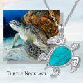 wholesale 925 Sterling Silver Black Labradorite Sea Turtle Necklace with Palm Tree Design for Women and Girls-0-9