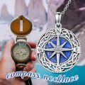wholesale 925 Sterling Silver Compass Necklace with Blue Lapis Lazuli and Celtic Knot Design Pendant-0-2