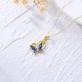 wholesale 14K Gold Blue Enamel Butterfly Heart Pendant Necklace for Women-0-4