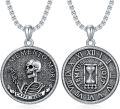 wholesale 925 Sterling Silver Memento Mori Skull and Hourglass Coin Pendant Necklace for Men Women 24 Chain  Set-0-0