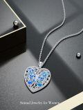 TOUPOP Sterling Silver Opal Butterfly Heart Pendant Necklace For Women-0-3