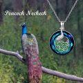 wholesale 925 Sterling Silver Green & Blue Crystal Peacock Pendant Necklace-0-5