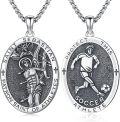 wholesale 925 Sterling Silver Saint Sebastian Soccer Athlete Protection Medallion Pendant Necklace for Men-0-0