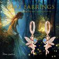 wholesale Rose Gold 925 Sterling Silver Blue Crystal Tinkerbell Fairy Angel Dangle Drop Earrings for Women-0-2