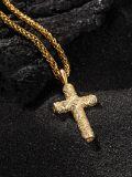 wholesale Gold 925 Sterling Silver Cubic Zirconia-Cut Cross Pendant Catholic Religious  for Men Women-0-1