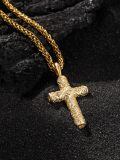 wholesale Gold 925 Sterling Silver Cubic Zirconia-Cut Cross Pendant Catholic Religious  for Men Women-0-1