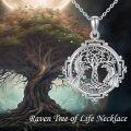 wholesale 925 Sterling Silver Tree of Life Pendant with Ravens and Leaves Charm Necklace-0-1