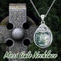 wholesale 925 Sterling Silver Green Moss Agate Triquetra Celtic Knot Pendant Necklace for Women-0-2