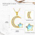 wholesale 14K Gold Moonstone Crescent & Star Pendant Necklace for Women s-0-4