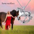 wholesale 925 Sterling Silver Horse Pendant Necklace with Black Crystal Charm - Unique s for Women and Girls-0-4