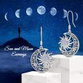 wholesale 925 Sterling Silver Crescent Moon Sun Labradorite Filigree Drop Earrings-0-5
