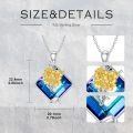 wholesale 925 Sterling Silver Blue Crystal Birth Flower Necklace with Gold Plated Flowers and Square Shape Pendant - Christmas Gift Ideas-0-4