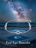 wholesale 925 Sterling Silver Evil Eye Anklet with Blue Stones and Black Flowers for Women-0-4