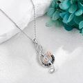 wholesale 925 Sterling Silver Musical Note Pendant Necklace with Cubic Zirconia and Rose Gold Accents-0-2