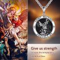 wholesale 925 Sterling Silver Round St Michael's Medal Necklace - Protect Us Charm Pendant Christian s for Men & Women -0-3