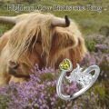 wholesale Sterling Silver Birthstone Highland Cow Ring Custom Engraved Name Adjustable Women s Jewelry Gift-0-3