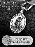 wholesale 925 Sterling Silver St Christopher Protectus Pendant Necklace w/ 3mm 26 Chain-0-3