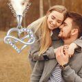 wholesale 14K Gold Double Heart Infinity Necklace with Cubic Zirconia Pendants for Women - Elegant Love Charm s-0-5