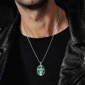 wholesale 925 Sterling Silver Green Malachite Eye of Horus Pendant Necklace-0-2