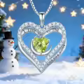 TOUPOP 925 Sterling Silver 12 Birthstone Double Heart Necklace-0-1