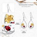wholesale 925 Sterling Silver Ladybug Flower Drop Earrings for Women Girls  4cm Long-0-2