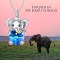 wholesale 925 Sterling Silver Blue Crystal Elephant Pet Ash Keepsake Pendant Necklace with Funnel and Spoon Set-0-5