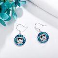 wholesale 925 Sterling Silver Round Crystal Dangle Earring with Raccoon Charm for Women-0-3